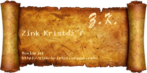 Zink Kristóf névjegykártya